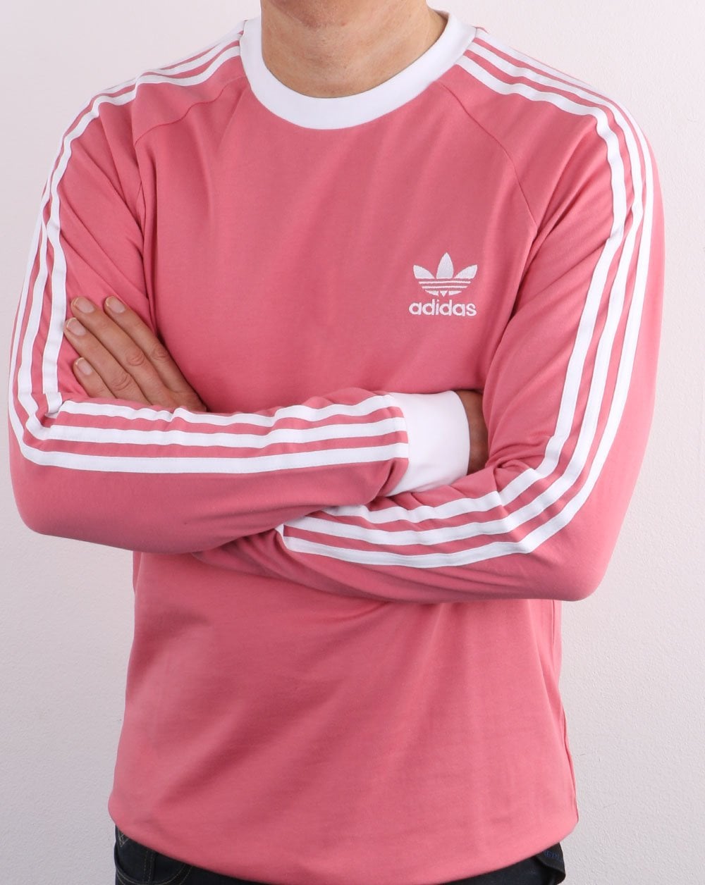 Adidas Originals 3 Stripes Ls T Shirt Dusky Pink