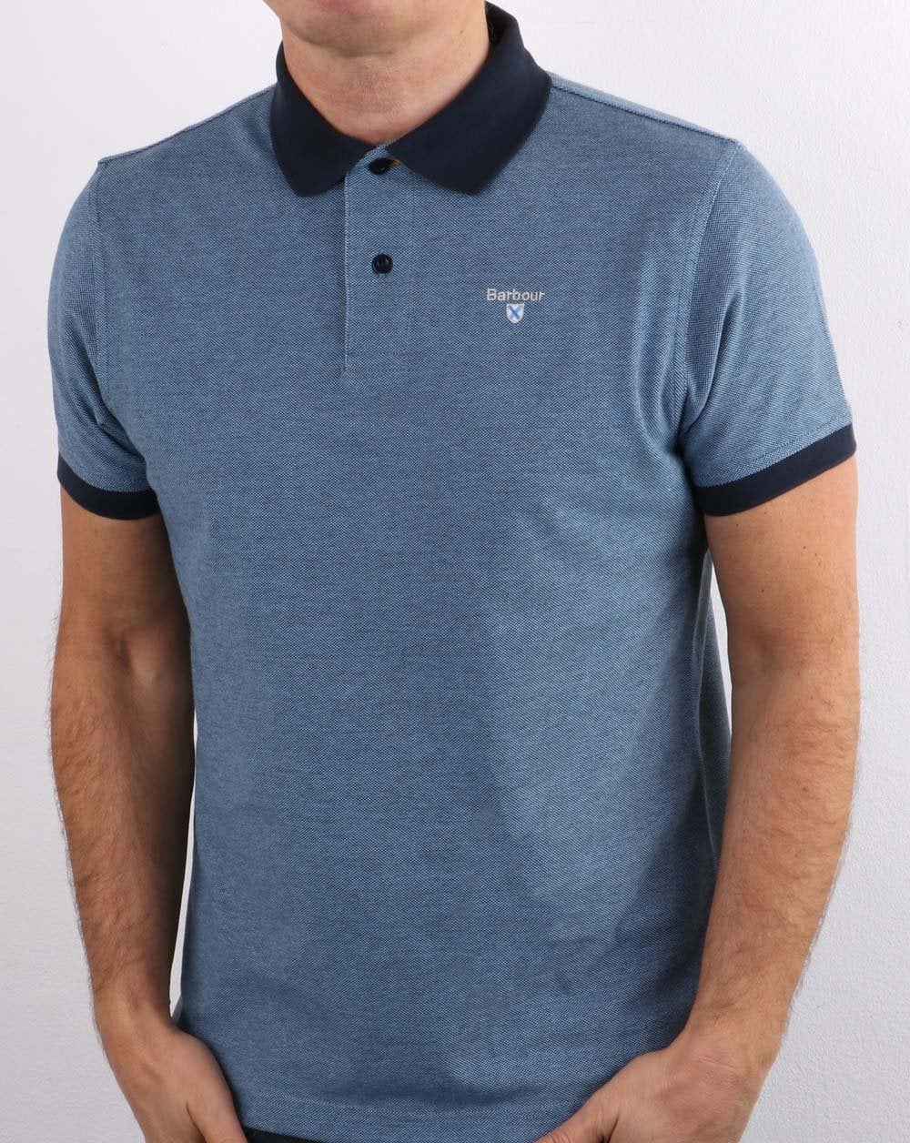 Barbour Poloshirt mit Kontrastkragen, Marineblau