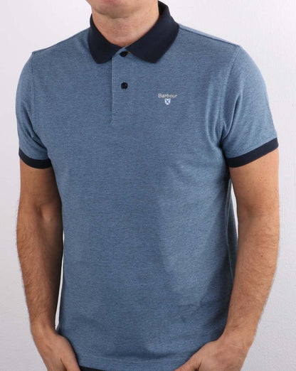 Barbour Poloshirt mit Kontrastkragen, Marineblau