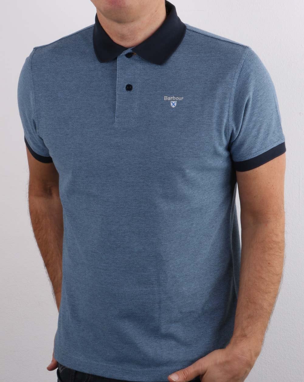 Barbour Poloshirt mit Kontrastkragen, Marineblau