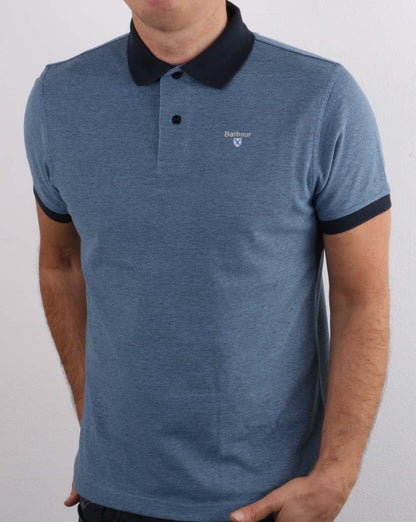 Barbour Poloshirt mit Kontrastkragen, Marineblau