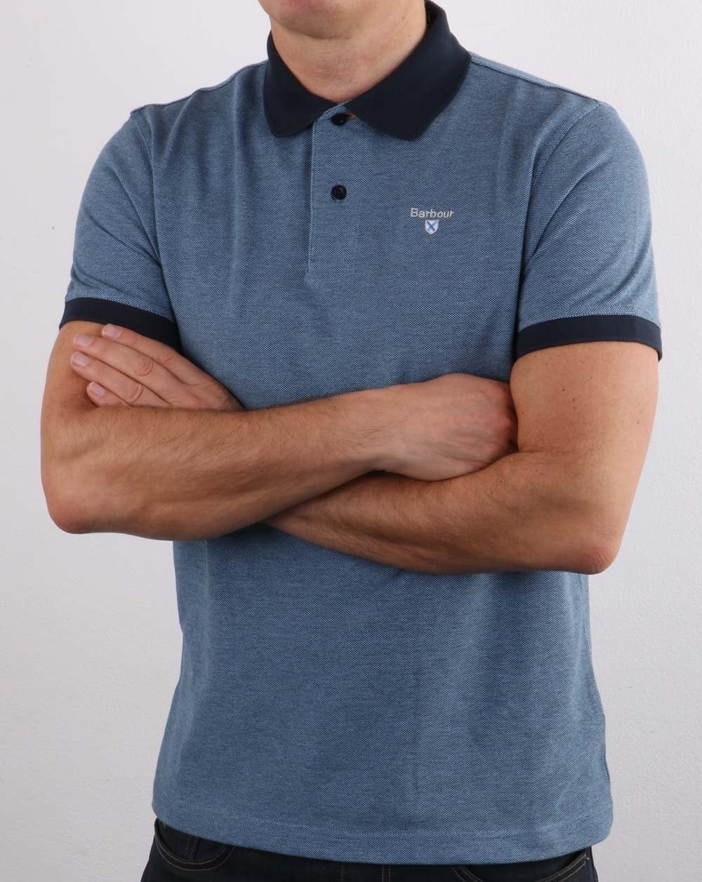 Barbour Poloshirt mit Kontrastkragen, Marineblau