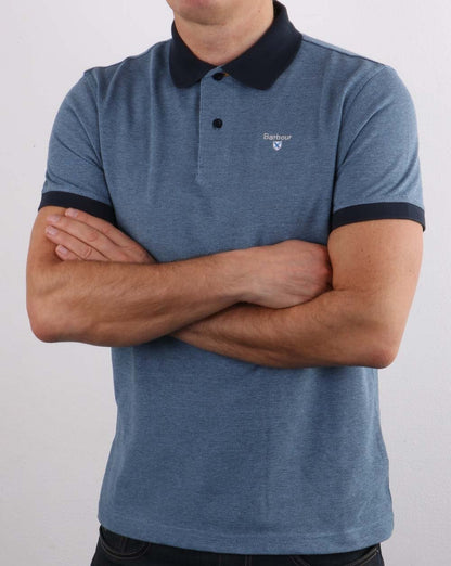Barbour Poloshirt mit Kontrastkragen, Marineblau