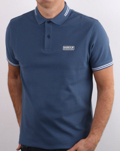 Barbour International Poloshirt mit Streifen in Mittelblau
