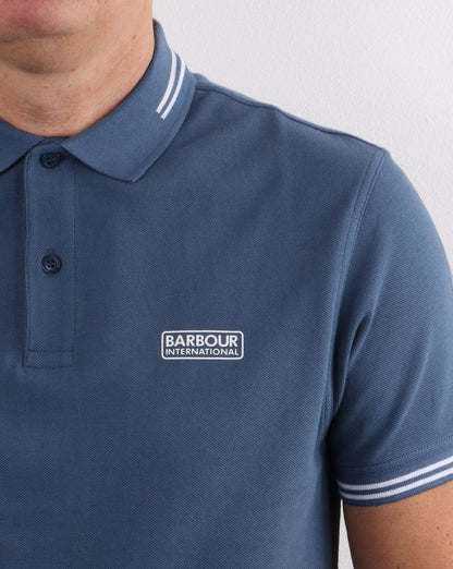 Barbour International Poloshirt mit Streifen in Mittelblau