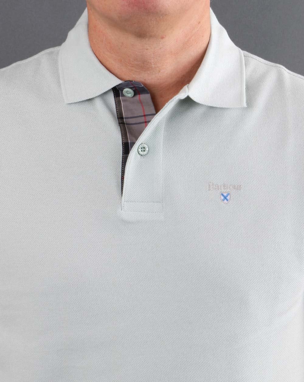 Barbour Tartan-Piqué-Poloshirt Aqua
