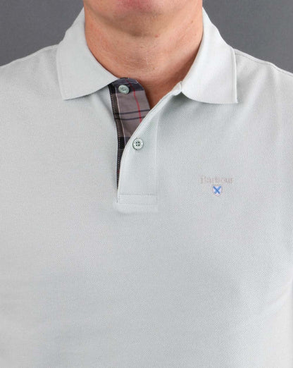Barbour Tartan-Piqué-Poloshirt Aqua