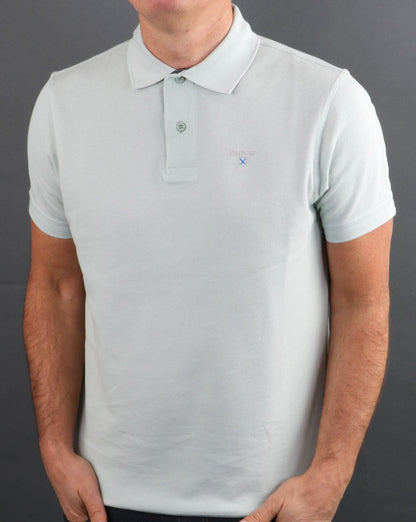 Barbour Tartan-Piqué-Poloshirt Aqua