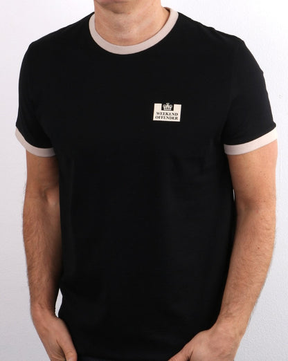 Weekend Offender Ringer Tee Schwarz/Stein