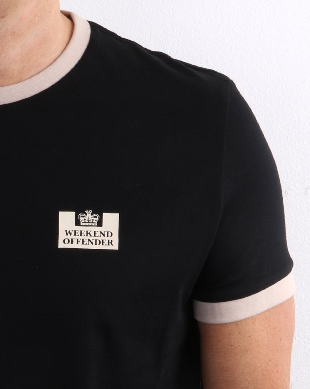 Weekend Offender Ringer Tee Schwarz/Stein