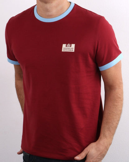 Weekend Offender Ringer Tee Weinrot/Himmelblau