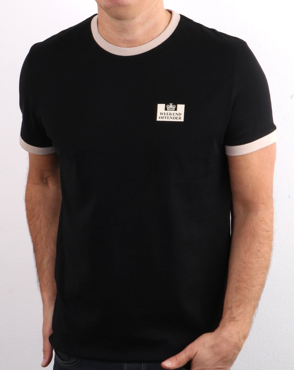 Weekend Offender Ringer Tee Schwarz/Stein