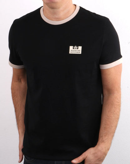 Weekend Offender Ringer Tee Schwarz/Stein