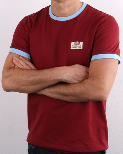 Weekend Offender Ringer Tee Weinrot/Himmelblau