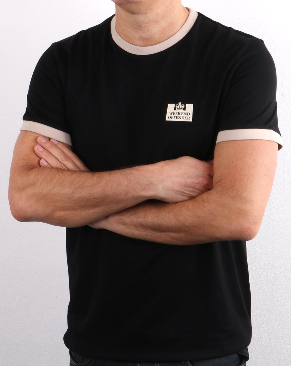 Weekend Offender Ringer Tee Schwarz/Stein
