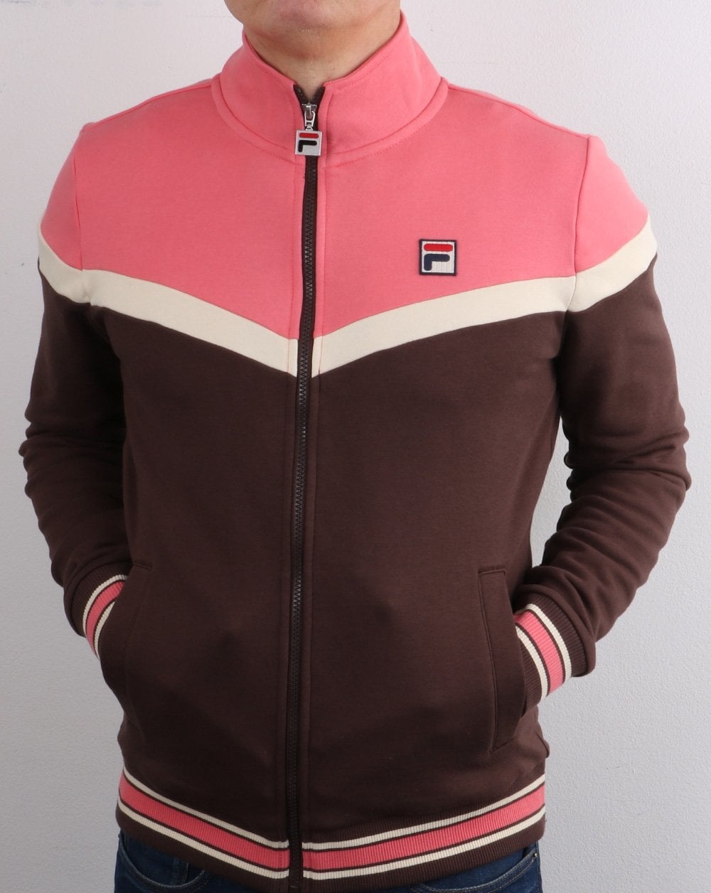 Fila Vintage Flint Track Top Braun/Dunkelrosa/Creme