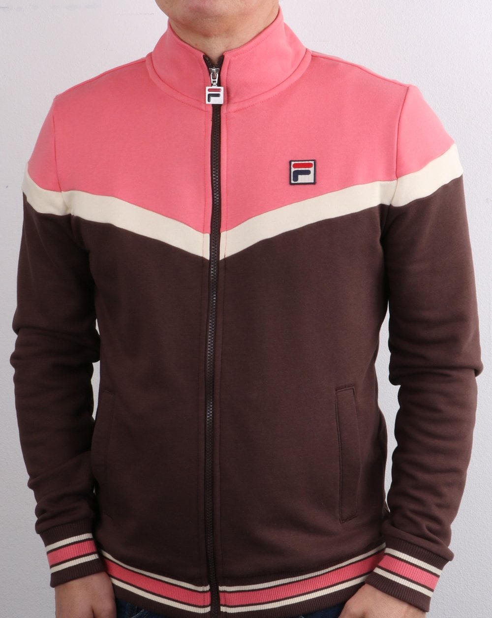 Fila Vintage Flint Track Top Braun/Dunkelrosa/Creme