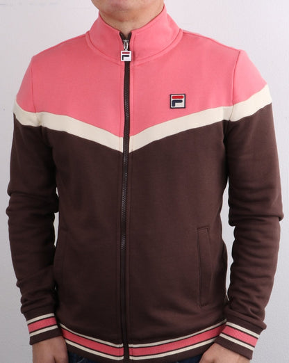 Fila Vintage Flint Track Top Braun/Dunkelrosa/Creme