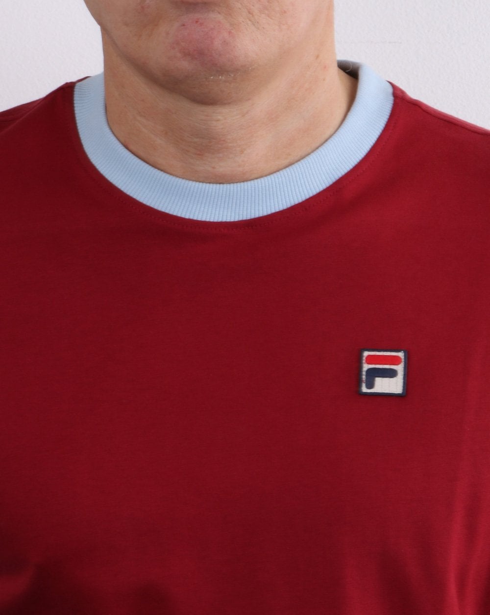Fila Vintage Langarm-Ringel-T-Shirt Weinrot/Himmelblau
