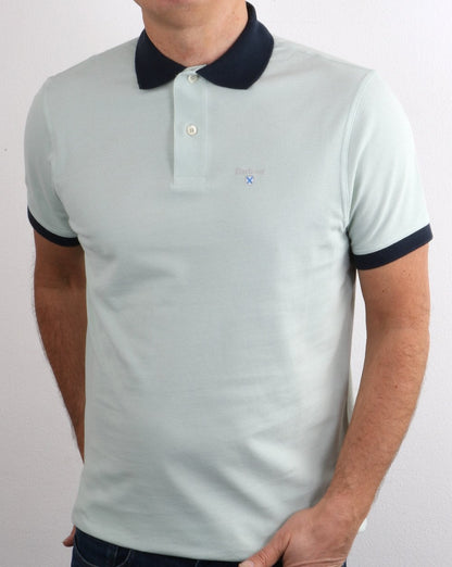 Barbour Poloshirt mit Kontrastkragen, Aqua