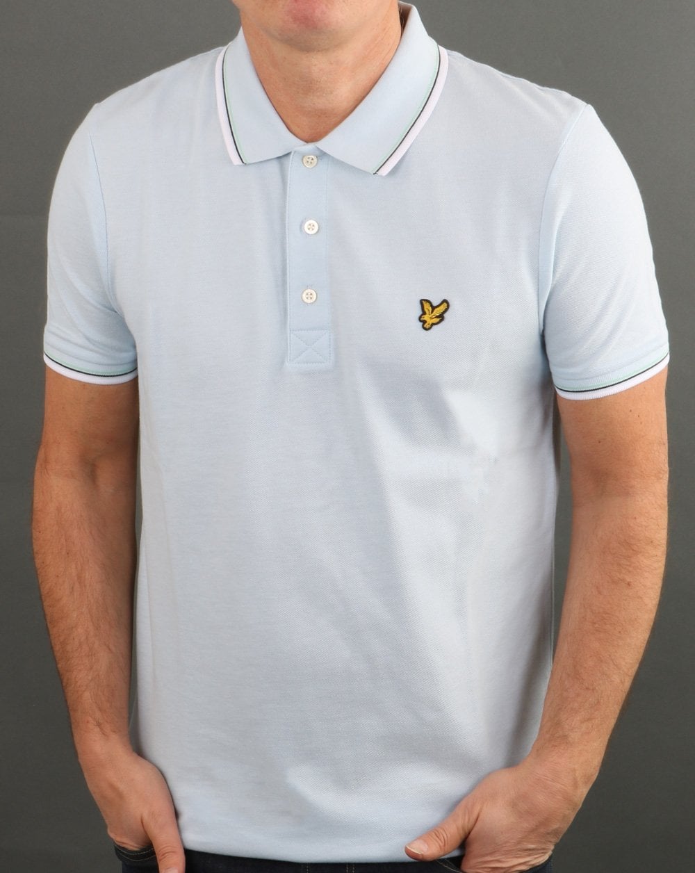 Lyle And Scott Poloshirt mit Streifenmuster, Himmelblau/Weiß