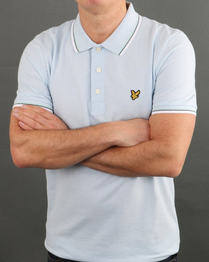 Lyle And Scott Poloshirt mit Streifenmuster, Himmelblau/Weiß