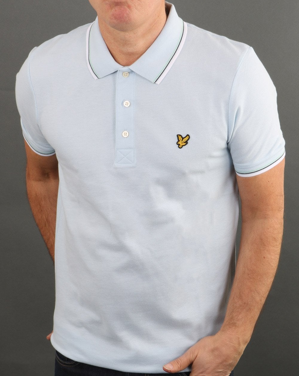 Lyle And Scott Poloshirt mit Streifenmuster, Himmelblau/Weiß