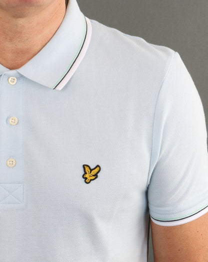 Lyle And Scott Poloshirt mit Streifenmuster, Himmelblau/Weiß
