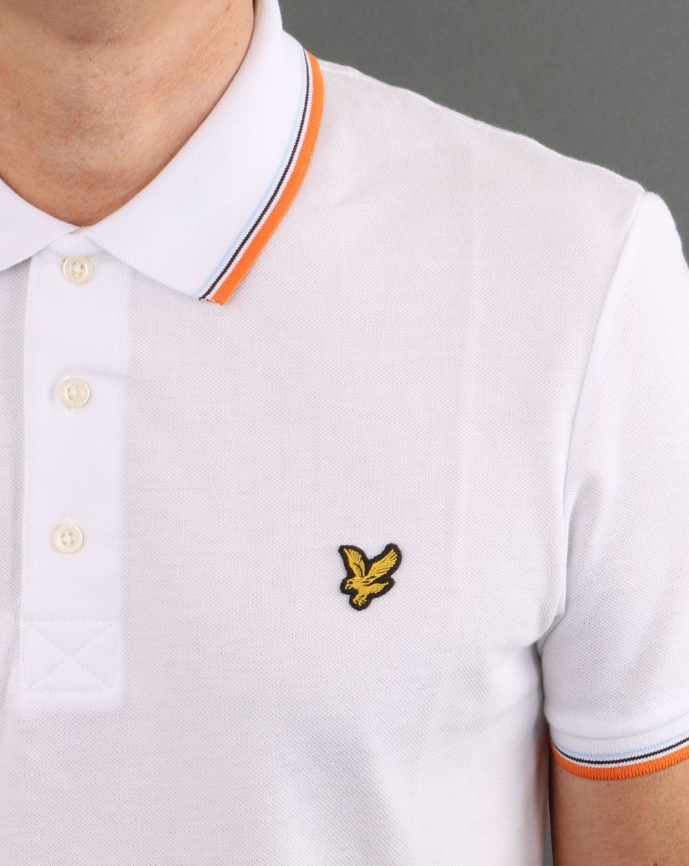 Lyle And Scott Poloshirt mit Streifenmuster, Weiß/Orange