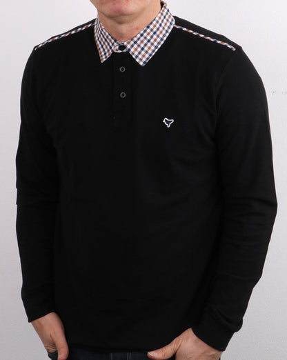 Weekend Offender – Poloshirt mit Karokragen in Schwarz