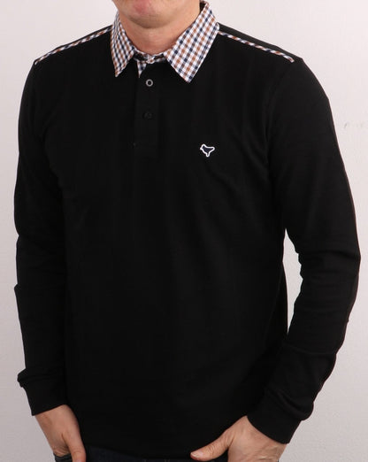 Weekend Offender – Poloshirt mit Karokragen in Schwarz