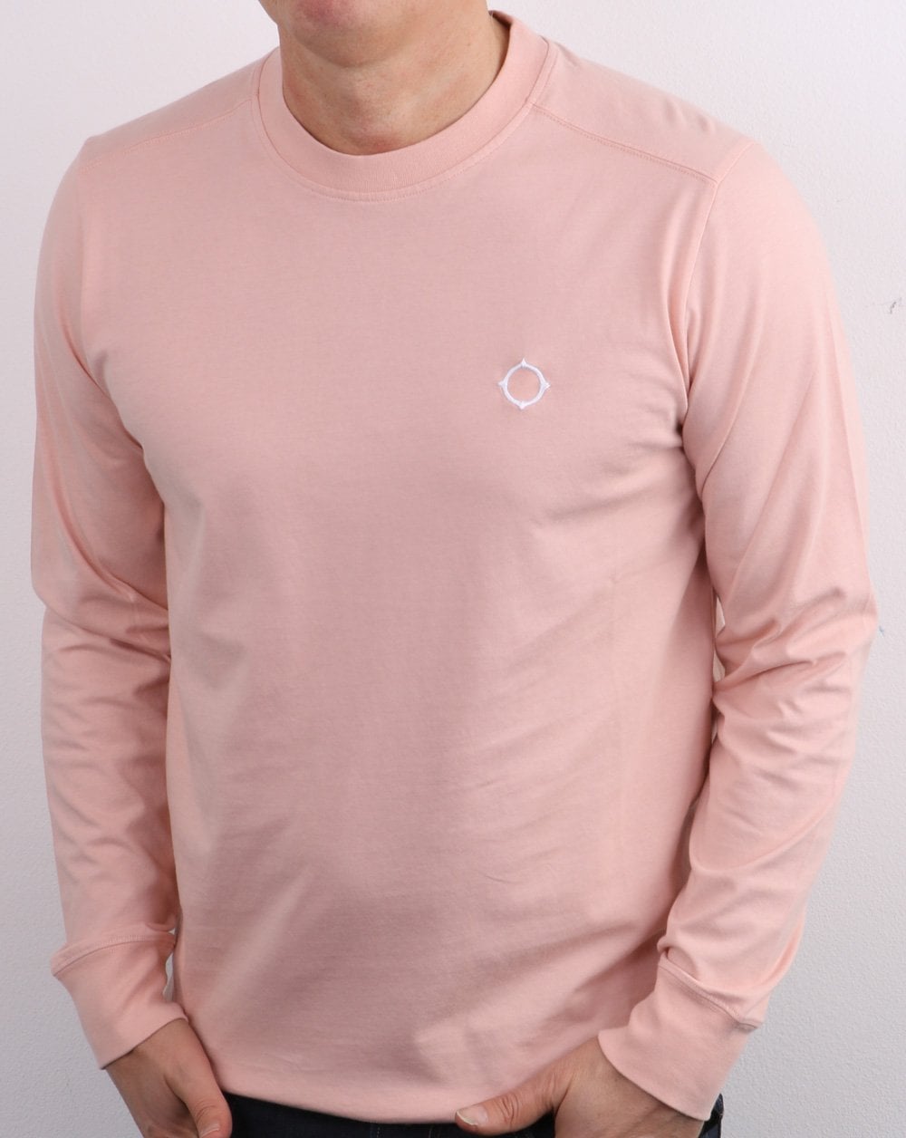 Ma.strum Langarm-T-Shirt mit Symbol in Fleischfarbe