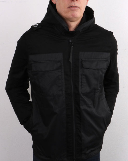 Ma.Strum Ma.strum Kapuzen-Overshirt mit Panel-Muster Tiefschwarz