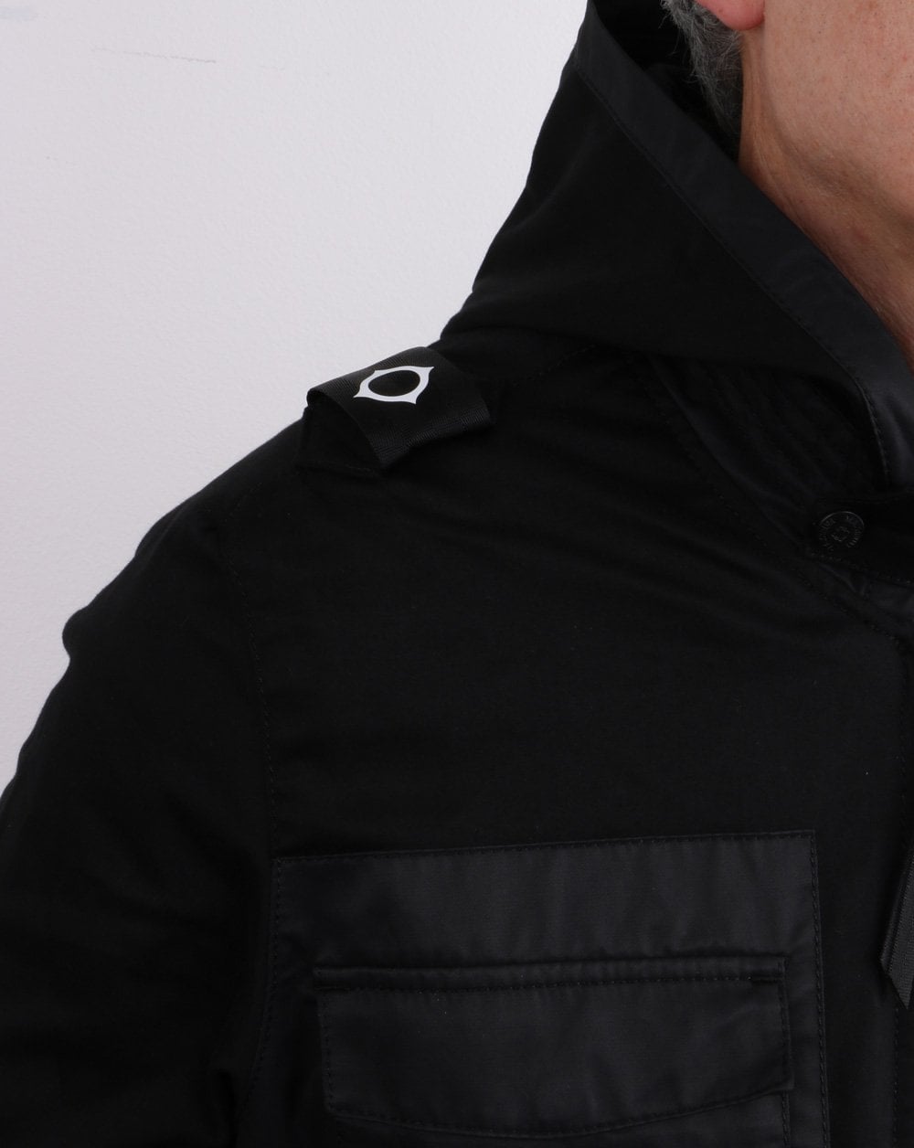 Ma.strum Hooded Panel Overshirt Jet Black
