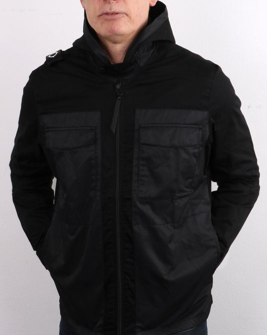 Ma.Strum Ma.strum Kapuzen-Overshirt mit Panel-Muster Tiefschwarz