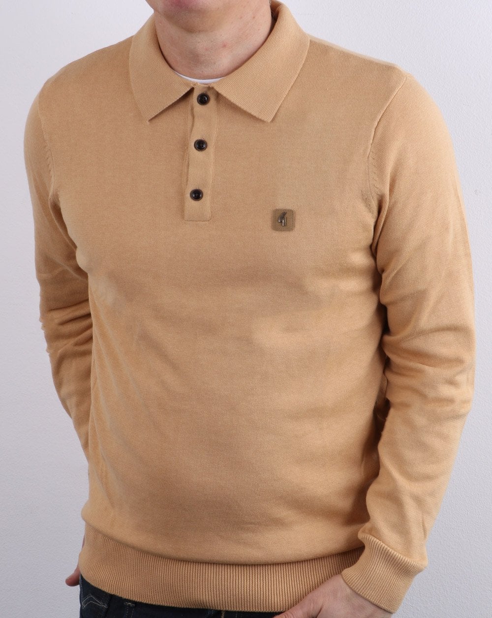 Gabicci Vintage Francesco Knitted Polo Honey