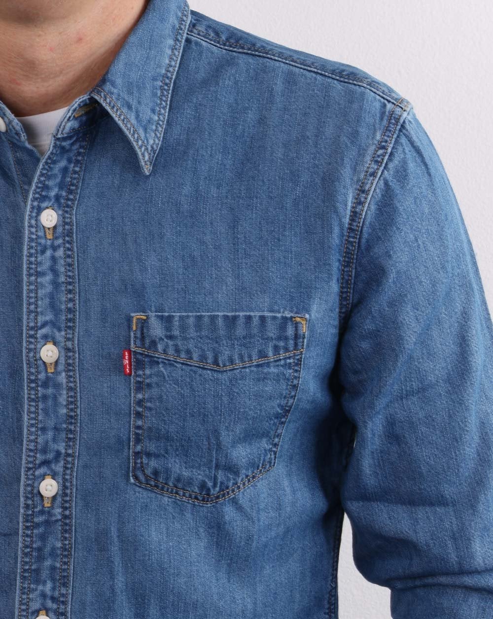 Levis Sunset Pocket Slim Shirt Mid Worn