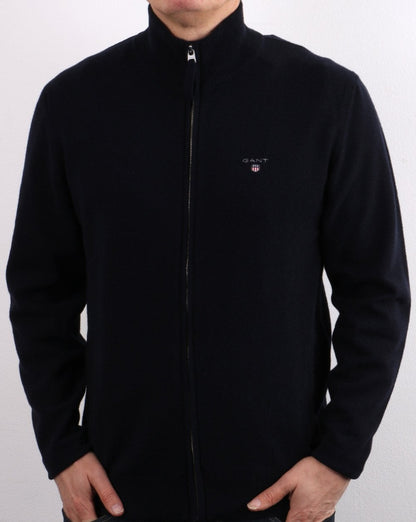 Gant Superfine Lammwolle Reißverschluss Strickjacke Marineblau