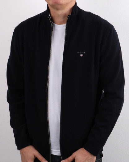 Gant Superfine Lammwolle Reißverschluss Strickjacke Marineblau
