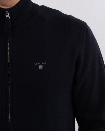 Gant Superfine Lammwolle Reißverschluss Strickjacke Marineblau