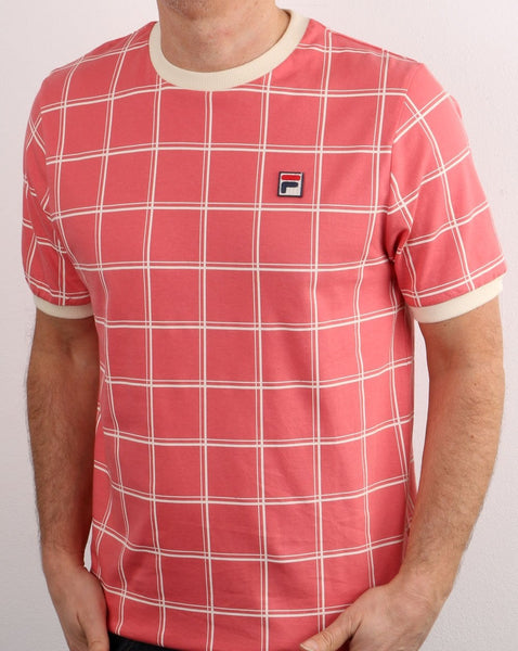 Fila Vintage Window Check T Shirt Light Coral