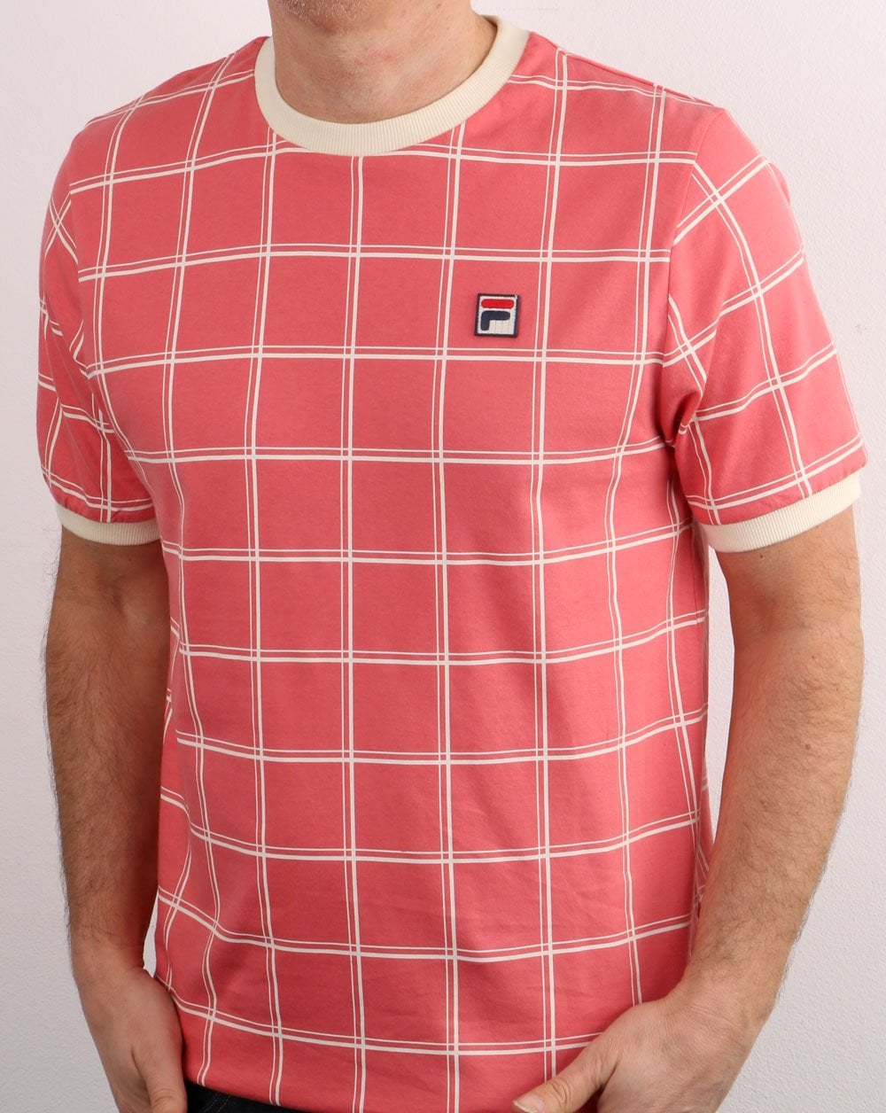 Fila Vintage Window Check T Shirt Light Coral