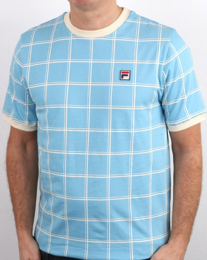 Fila Vintage Window Check T-Shirt Himmelblau
