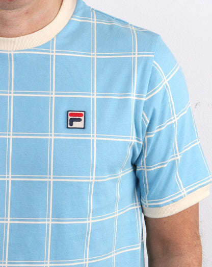 Fila Vintage Window Check T-Shirt Himmelblau