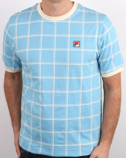 Fila Vintage Window Check T-Shirt Himmelblau