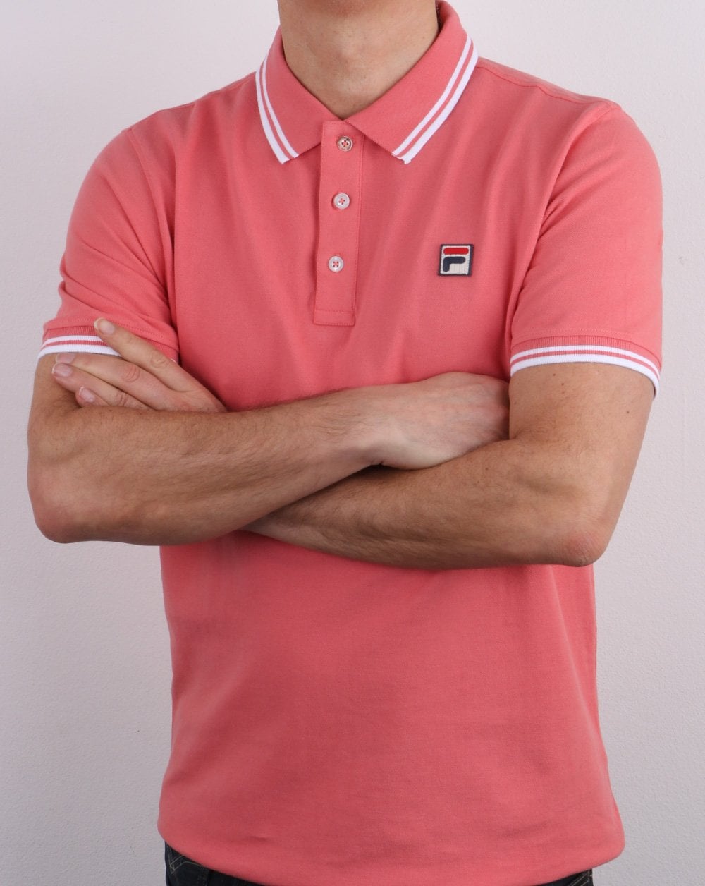 Fila Vintage Tipped Polo Shirt Coral