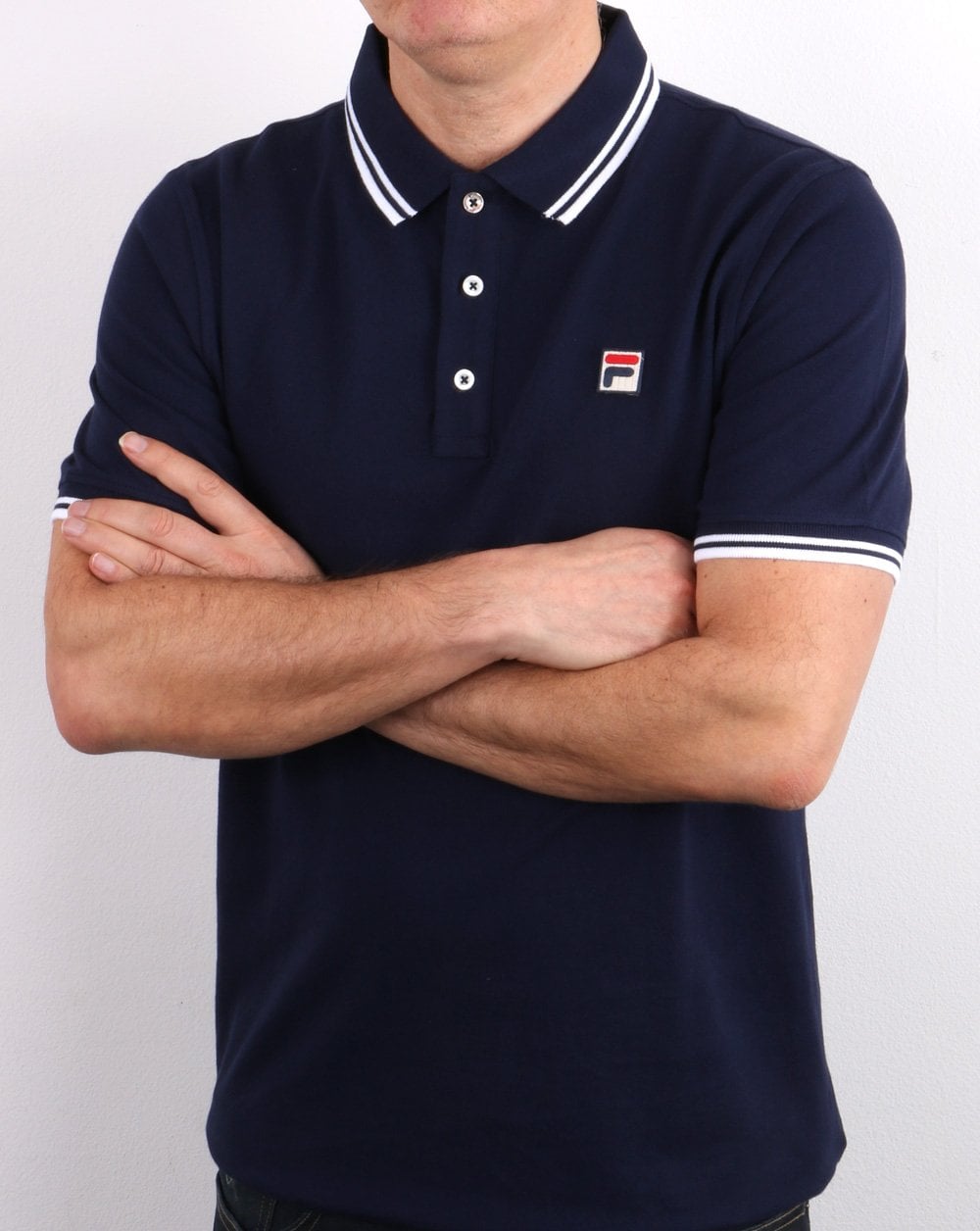 Fila – Poloshirt mit Vintage-Streifen und Marineblau