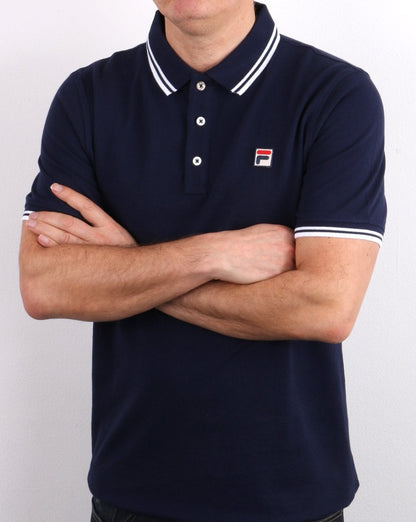 Fila – Poloshirt mit Vintage-Streifen und Marineblau