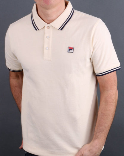 Fila – Vintage-Poloshirt mit Streifen in Creme