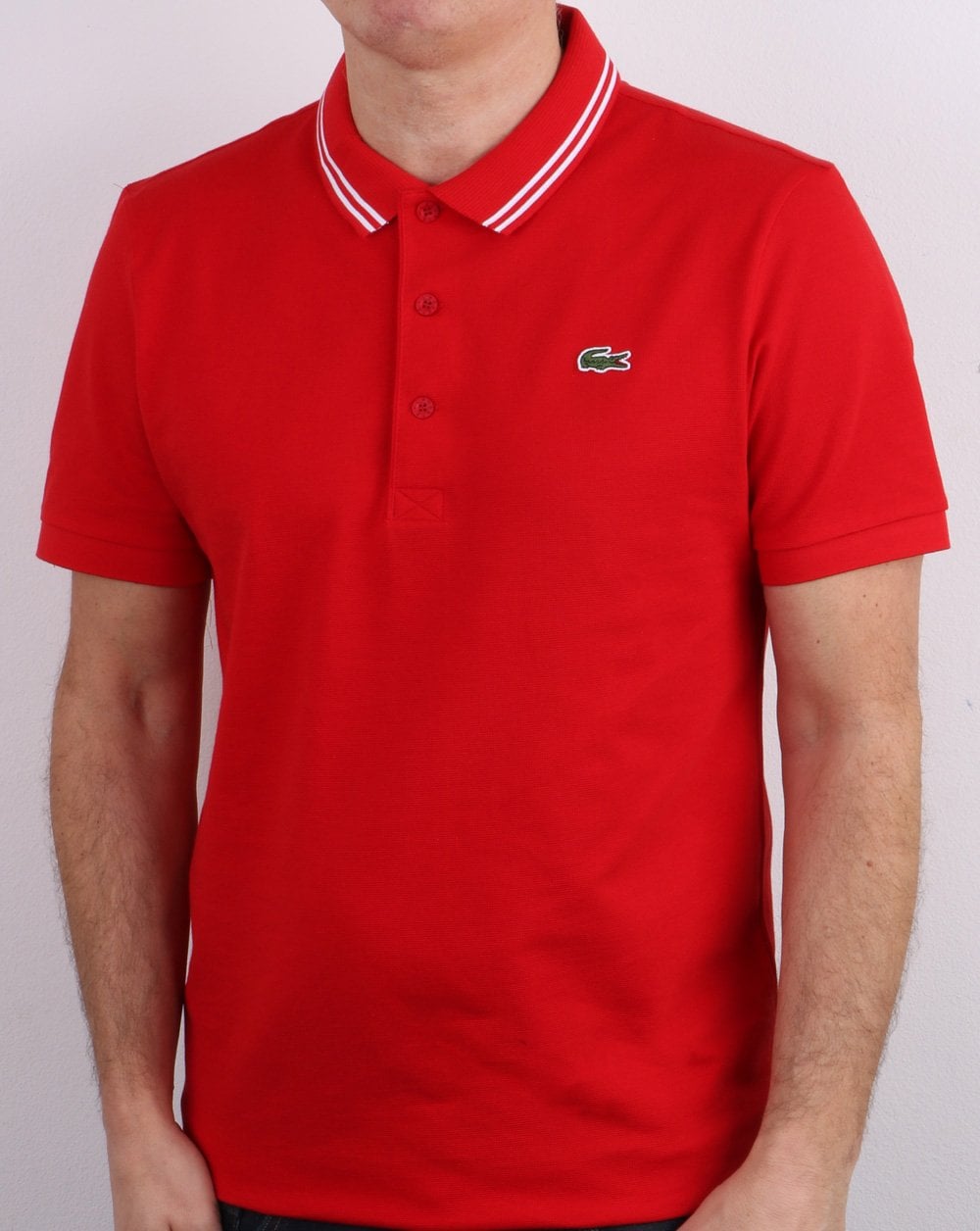 Lacoste Tipped Poloshirt Rot/Weiß